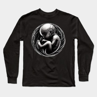 Monochromatic Embryology Outline Long Sleeve T-Shirt